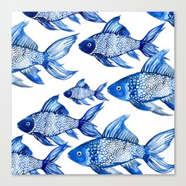 BLUE SCHOOL OF FISH Canvas Print