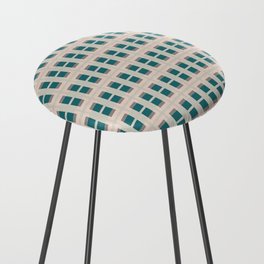 80s Mid Century Rectangles Teal Counter Stool
