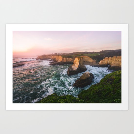 Golden California Coastline - Santa Cruz, California Art Print