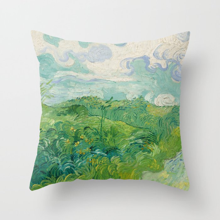 Green Wheat Fields, Auvers, 1890, Vincent van Gogh Throw Pillow