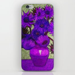Vincent van Gogh Twelve purple sunflowers in a vase still life blue-gray background portrait painting iPhone Skin