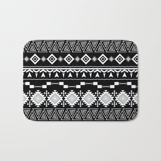 Aztec black and white pattern. Bath Mat