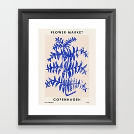 Blue leaves, Flower market print, Botanical poster, Floral wall art, Boho poster Framed Art Print