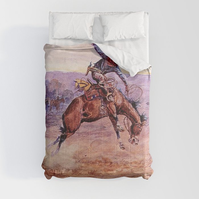 “Bucking Bronco” by Charles M Russell Comforter