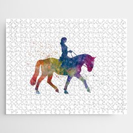 woman rides a horse in watercolor Jigsaw Puzzle