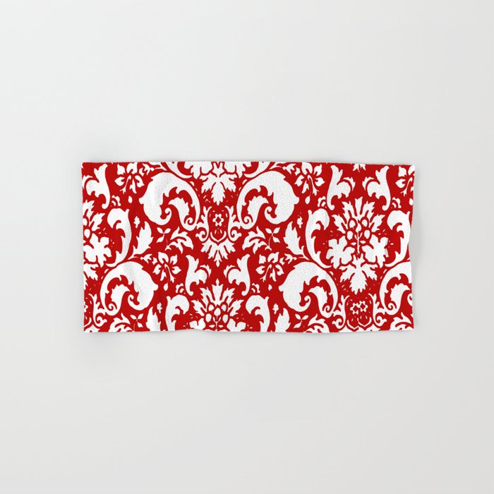 Red patterned hand towels sales