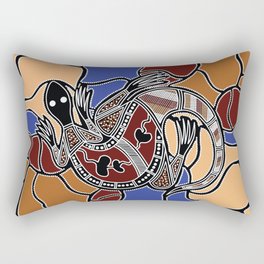Aboriginal Art - Goanna (lizard) Dreaming Rectangular Pillow