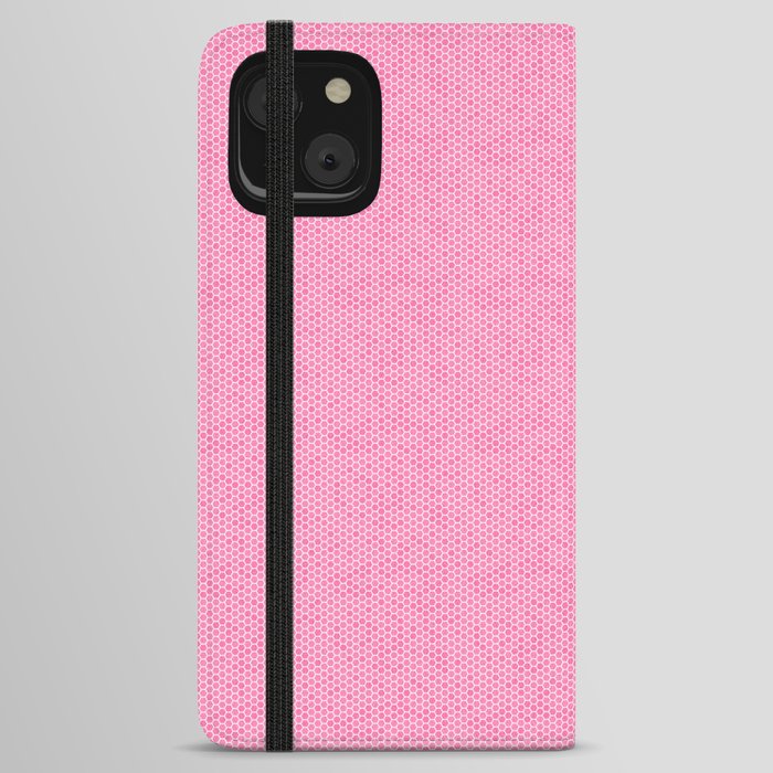 Small Bright Pink Honeycomb Bee Hive Geometric Hexagonal Design iPhone Wallet Case