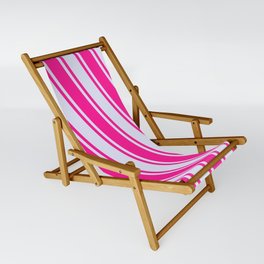 [ Thumbnail: Lavender & Deep Pink Colored Stripes Pattern Sling Chair ]