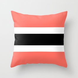 Horizontal stripes 3 Coral and black Throw Pillow