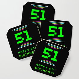 [ Thumbnail: 51st Birthday - Nerdy Geeky Pixelated 8-Bit Computing Graphics Inspired Look Coaster ]