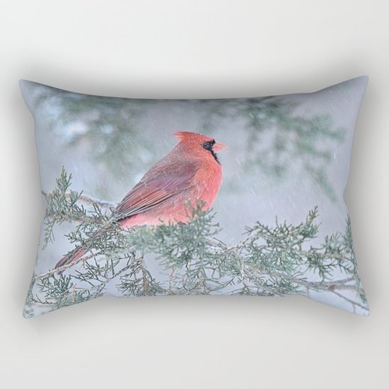 Sleet Cardinal Rectangular Pillow