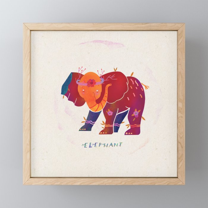 Elephant illustration Framed Mini Art Print