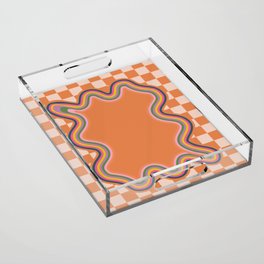 90s Checkerboard - Orange 1 Acrylic Tray