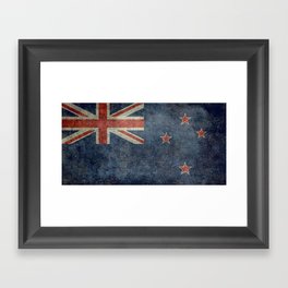 New Zealand Flag - Grungy retro style Framed Art Print