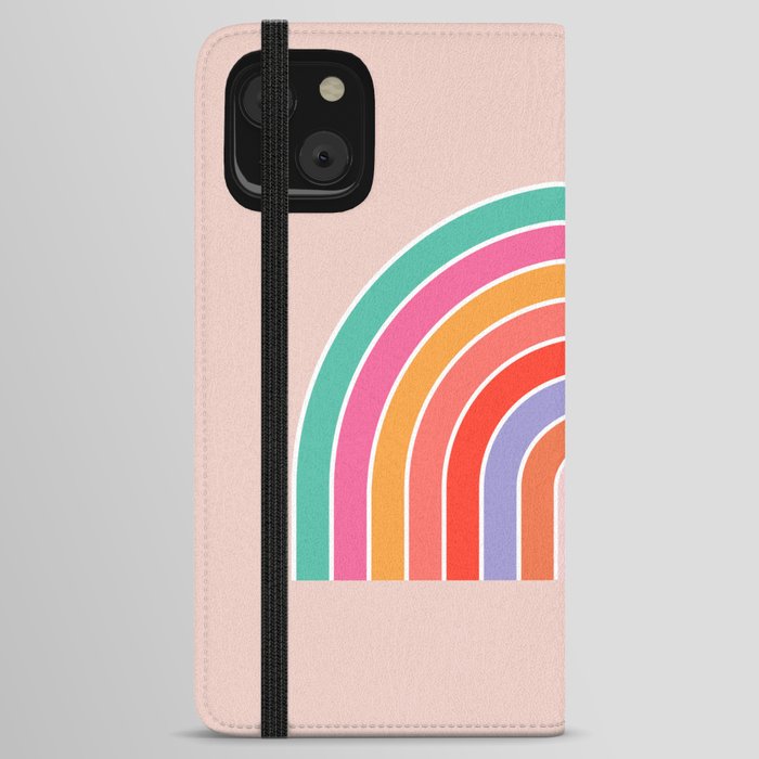 Retro Rainbow Print Modern Abstract Rainbow iPhone Wallet Case