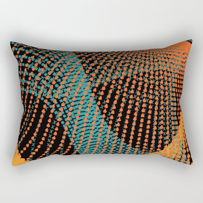 Spun Colors II Turquoise Orange Teal Rectangular Pillow