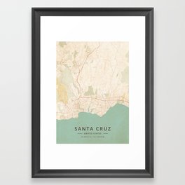 Santa Cruz, United States - Vintage Map Framed Art Print