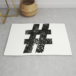 Hashtag - black and white design Rug