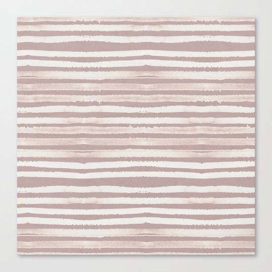 Simply Shibori Stripes Lunar Gray on Clay Pink Canvas Print