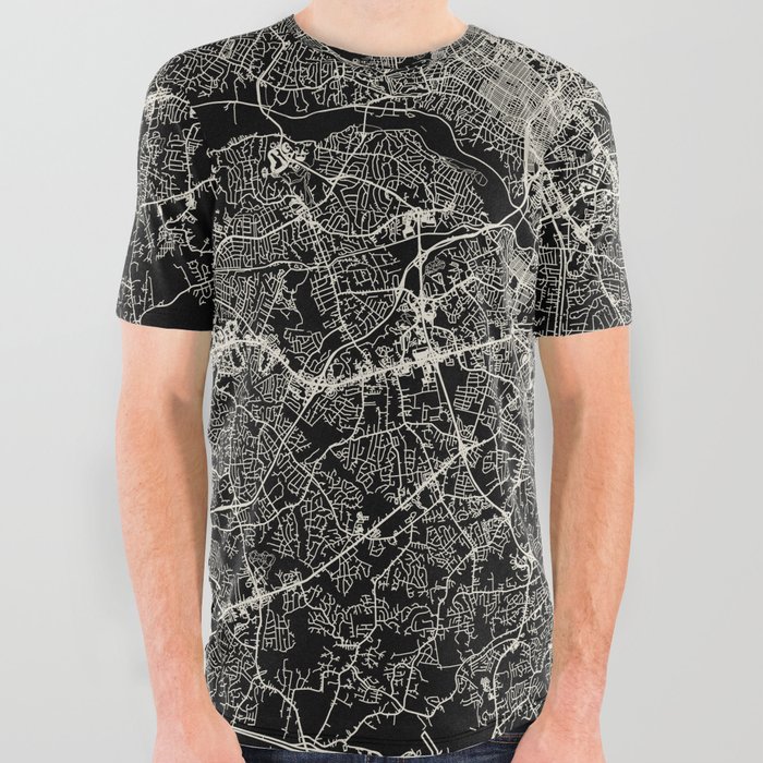 Richmond USA. Black and White City Map All Over Graphic Tee