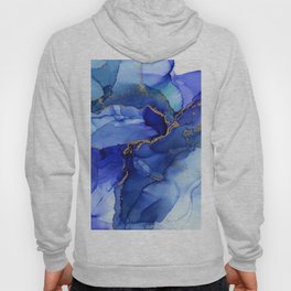 Abstract Iris Blue Floral Ink Hoody