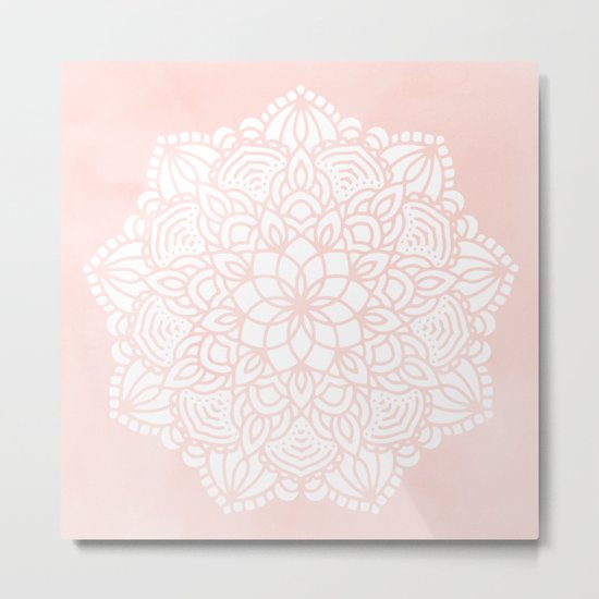 Mandala Mermaid Sea Pink by Nature Magick Metal Print