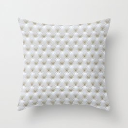 Faux White Leather Buttoned Throw Pillow