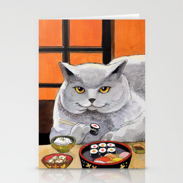 Sushi Cat- Big Fred  Stationery Cards