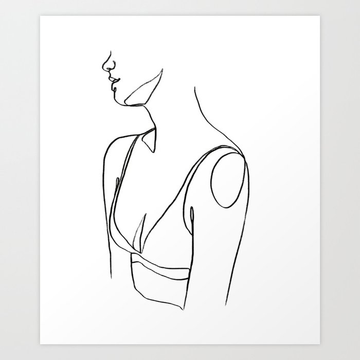 'Naomi' Abstract Female Figure One Line Drawing Art Print