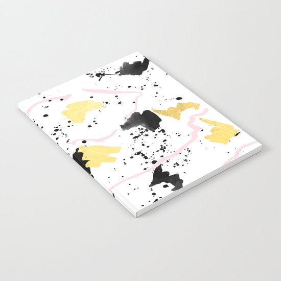 Raye - gold bright black and white minimal modern abstract painting ink texture foil hipster urban Notebook