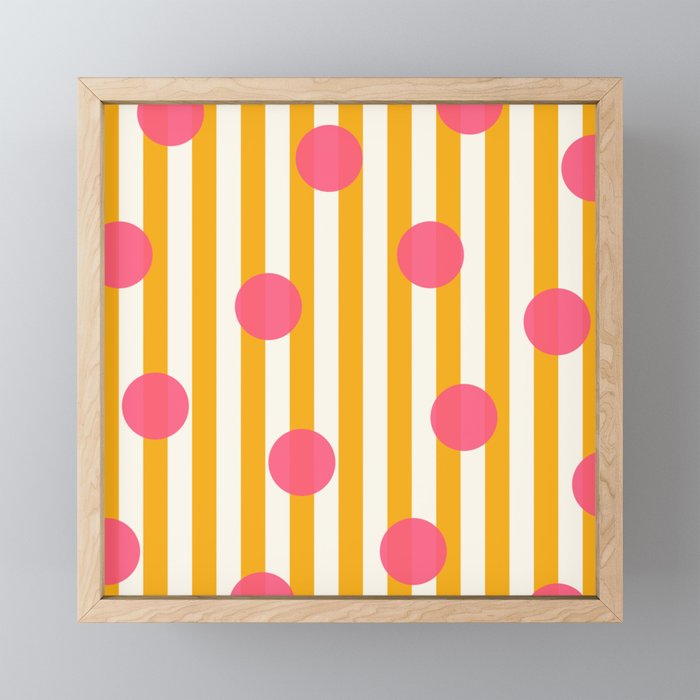 Stripes and Dots orange Framed Mini Art Print