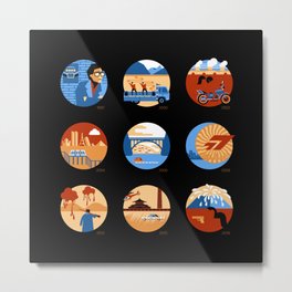 Icons of Jia Zhangke's Movie Metal Print | Design, Vector, Flat, Time, Icon, Act, Documentary, Illustration, Series, Graphicdesign 