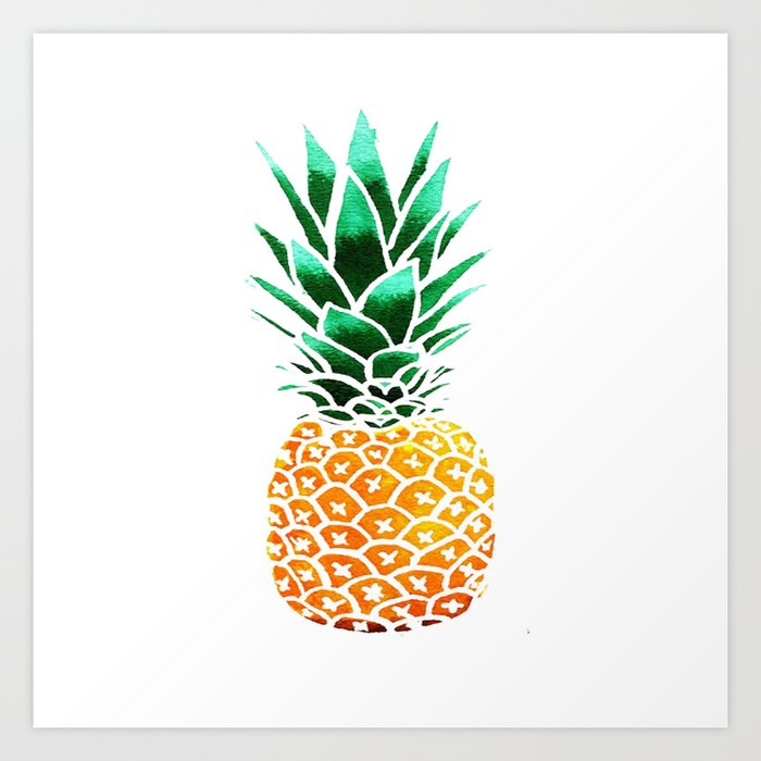 Pineapple Drawing Watercolor Painting Art Print By Jani87 Society6