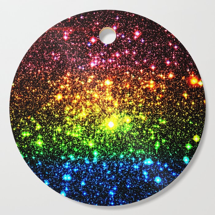Rainbow Sparkle Galaxy Stars Cutting Board By Vintageby2sweet Society6