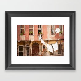 Street with laundry, in Istanbul, Turkey | Travel photography | Fine art photo print in pastel.  Framed Art Print