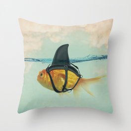 Brilliant DISGUISE - Goldfish with a Shark Fin Deko-Kissen | Goldfish, Aqua, Pop Surrealism, Teal, Liveinthemoment, Beagoldfish, Humour, Vinzzep, Graphicdesign, Fin 