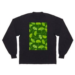 Ginkgo leaves on dark green Long Sleeve T-shirt