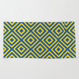 Azure Blue Yellow Tessellation Line Pattern 100% Commission Donated To IRC Read Bio Beach Towel