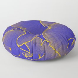 Indigo Blue and Honey golden Genko Leaves  Floor Pillow