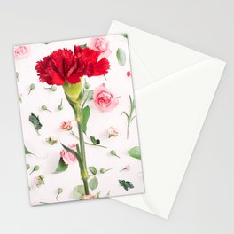 Red Flower Design  Stationery Card