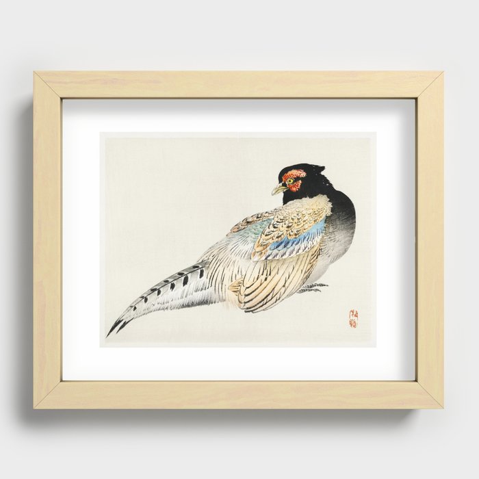 Peregrine falcon by Kōno Bairei (1844-1895). Recessed Framed Print