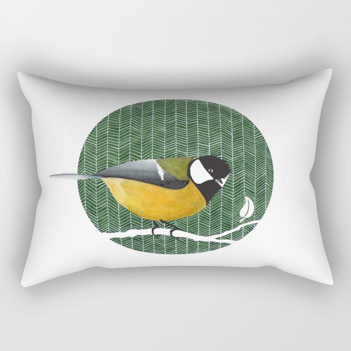 Bird on branch, watercolor Rectangular Pillow