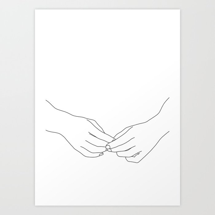 hands line drawing illustration chiyo art print by thecolourstudy