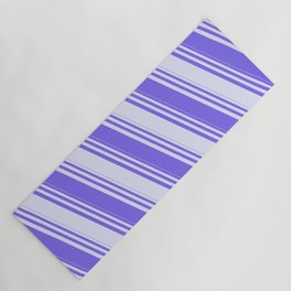 [ Thumbnail: Medium Slate Blue & Lavender Colored Striped Pattern Yoga Mat ]