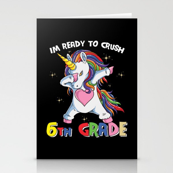 Ready To Crush 6th Grade Dabbing Unicorn Stationery Cards