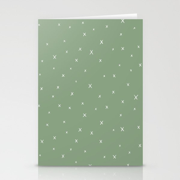 Minimal X's in Sage Green Stationery Cards
