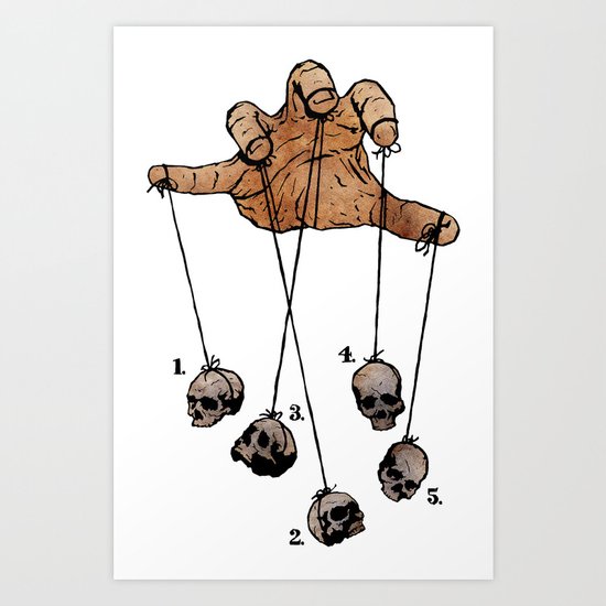 The Five Dancing Skulls Of Doom Art Print