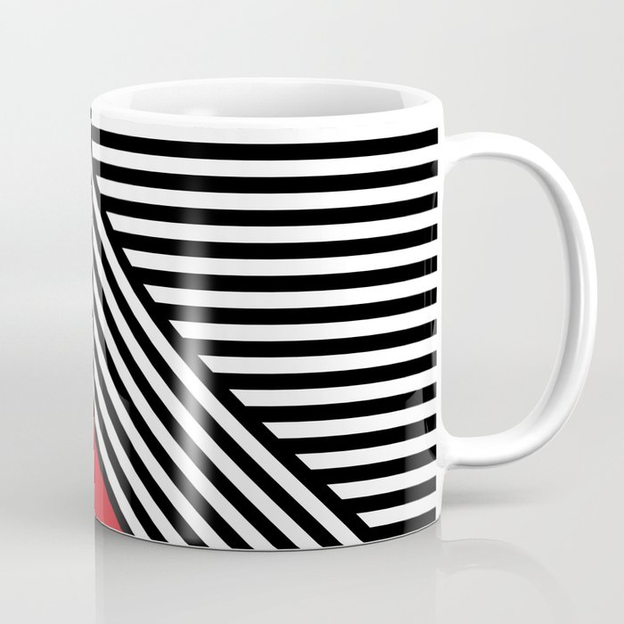 Black and white stripes with red triangle Coffee Mug