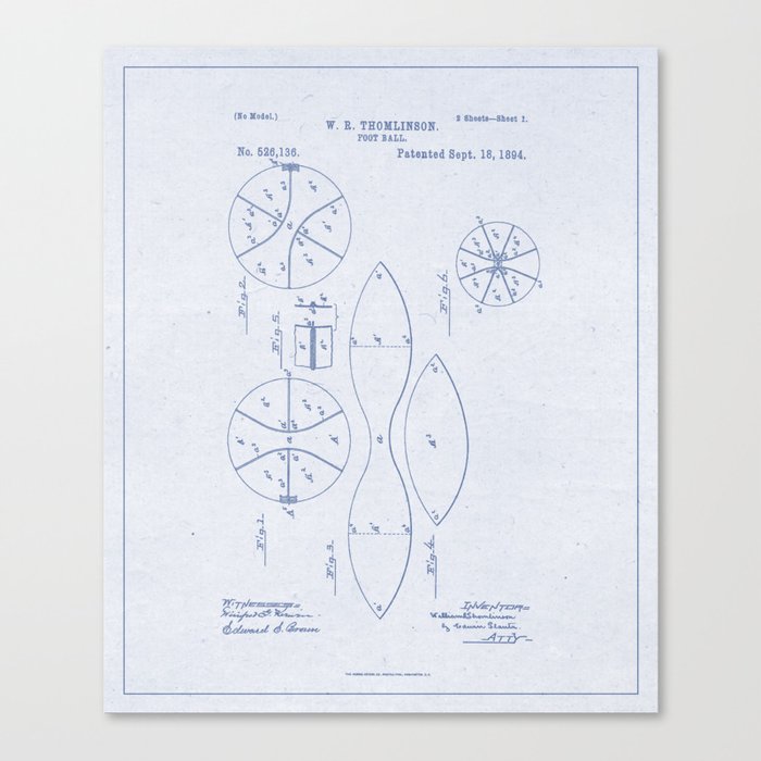 Football Patent Blue Paper Canvas Print
